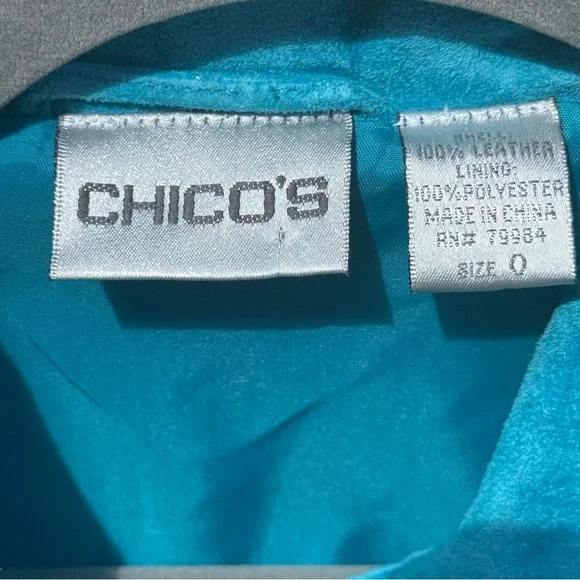 Chico’s Fringe Suede Jacket Shacket Turquoise Festival Western - S - Picture 5 of 6